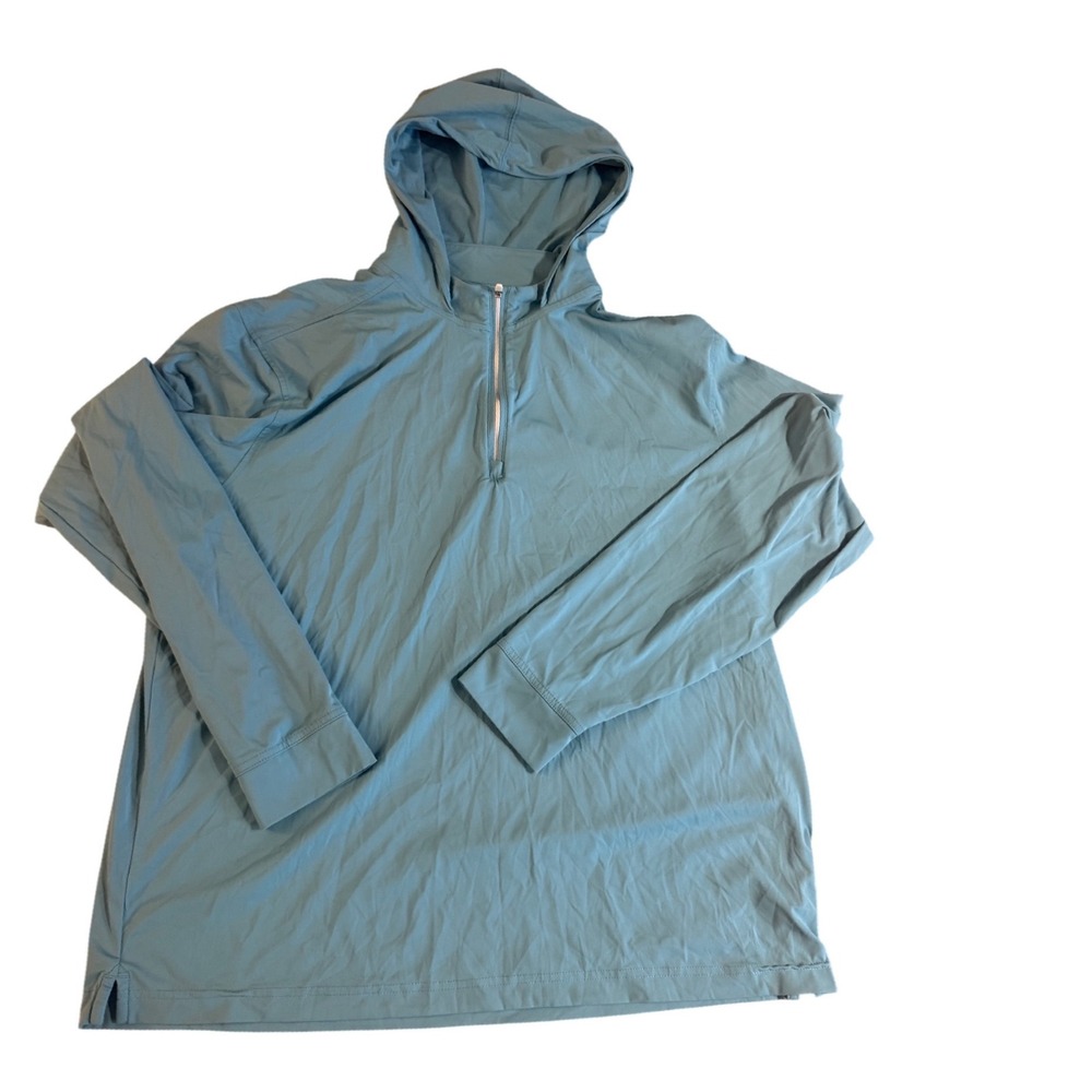 Johnnie-O Robby Performance Quarter Zip Hoodie Haze Blue JMHD100260 Mens Large